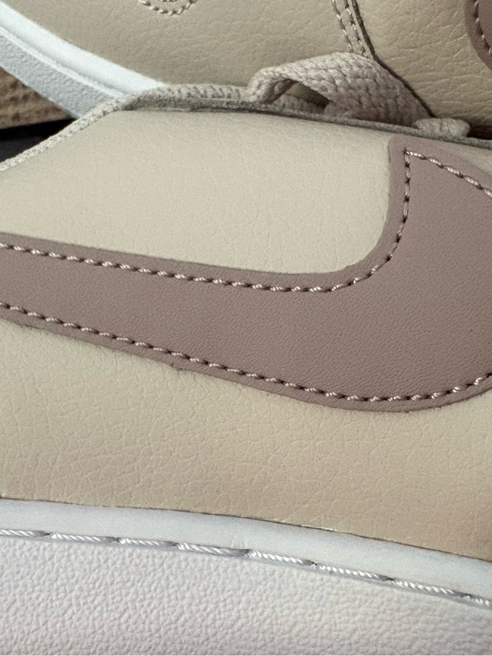 Nike unisex (w9, 7.5m) Beige and Taupe Swoosh Sneakers - Picture 5 of 8